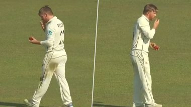 Did Glenn Phillips Use Saliva to Shine The Ball? Video Footage of New Zealand Cricketer From BAN vs NZ 1st Test 2023 Day 3 Goes Viral!